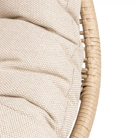 Fotel HOLAND Ogrodowy z Poduszką Rattanowy Stalowy 142 cm BEŻOWY