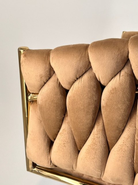 Krzesło plecione Lugano fotel TRECCIA SAND VELVET GOLD