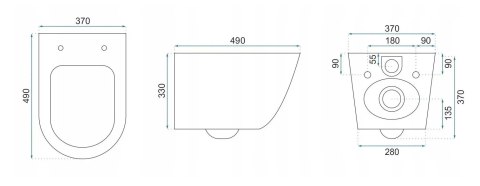 WC - CARLO MINI RIMLESS BLACK GOLD EDGE