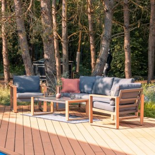 Zestaw Mebli Ogrodowych DUISBURG Sofa Fotel Stolik ANTRACYT / BRĄZOWY