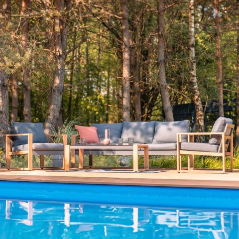 Zestaw Mebli Ogrodowych DUISBURG Sofa Fotel Stolik ANTRACYT / BRĄZOWY