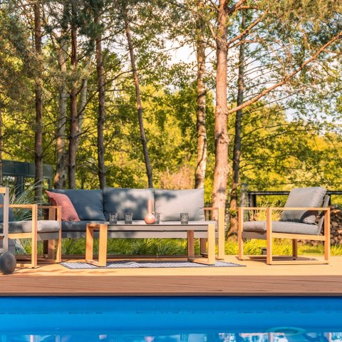 Zestaw Mebli Ogrodowych DUISBURG Sofa Fotel Stolik ANTRACYT / BRĄZOWY