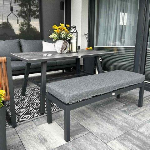 Zestaw Mebli Ogrodowych Jadalnianych TEXAS Narożny dla 6 Osób Sofa Stół Ławka SZARY