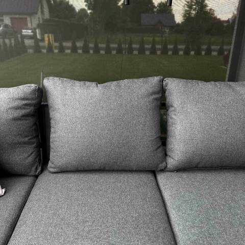 Zestaw Mebli Ogrodowych Jadalnianych TEXAS Narożny dla 6 Osób Sofa Stół Ławka SZARY