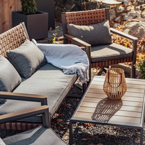 Zestaw Mebli Ogrodowych TEXAS z Sofą Fotelami i Stolikem Kawowym SZARY