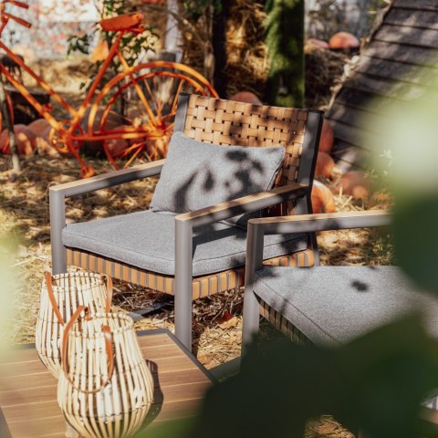 Zestaw Mebli Ogrodowych TEXAS z Sofą Fotelami i Stolikem Kawowym SZARY