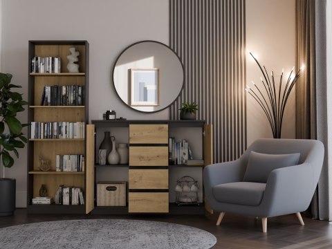Komoda Malwa 2D4S 120 ANTRACYT DĄB ARTISAN