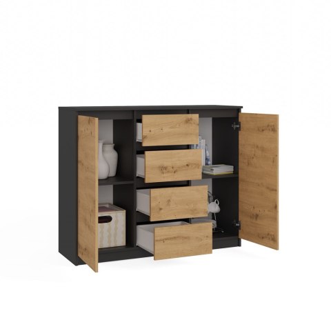 Komoda Malwa 2D4S 120 ANTRACYT DĄB ARTISAN