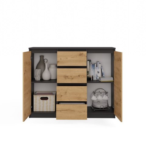 Komoda Malwa 2D4S 120 ANTRACYT DĄB ARTISAN