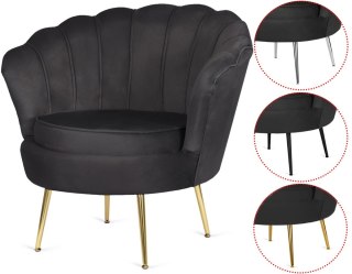 Krzesło Fotel Muszla Lugano DONNA VELVET BLACK