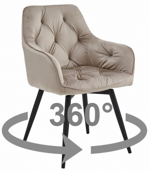Krzesło JORK360 - ciemny beż aksamit / nogi czarne x 1