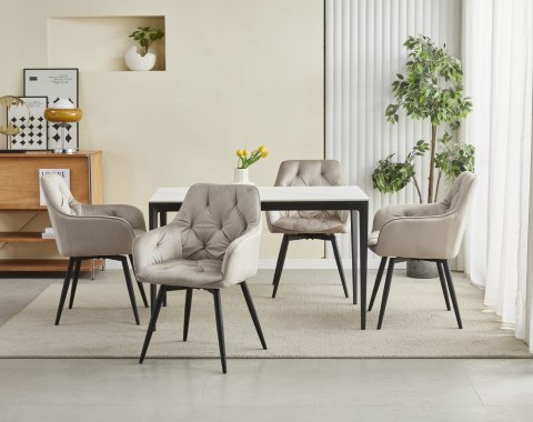 Krzesło JORK360 - ciemny beż aksamit / nogi czarne x 2