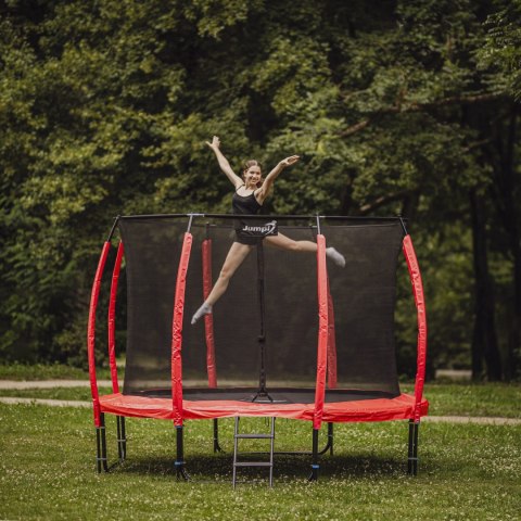 Trampolina Ogrodowa Jumpi 312cm/10FT Maxy Comfort Plus Czerwona Z Wewnętrzną Siatką